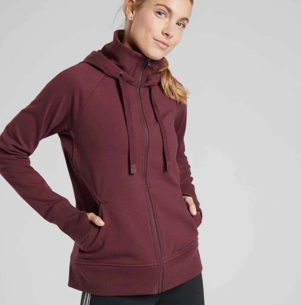 Athleta Burgundy Zip-Up Hoodie - xxs (New)